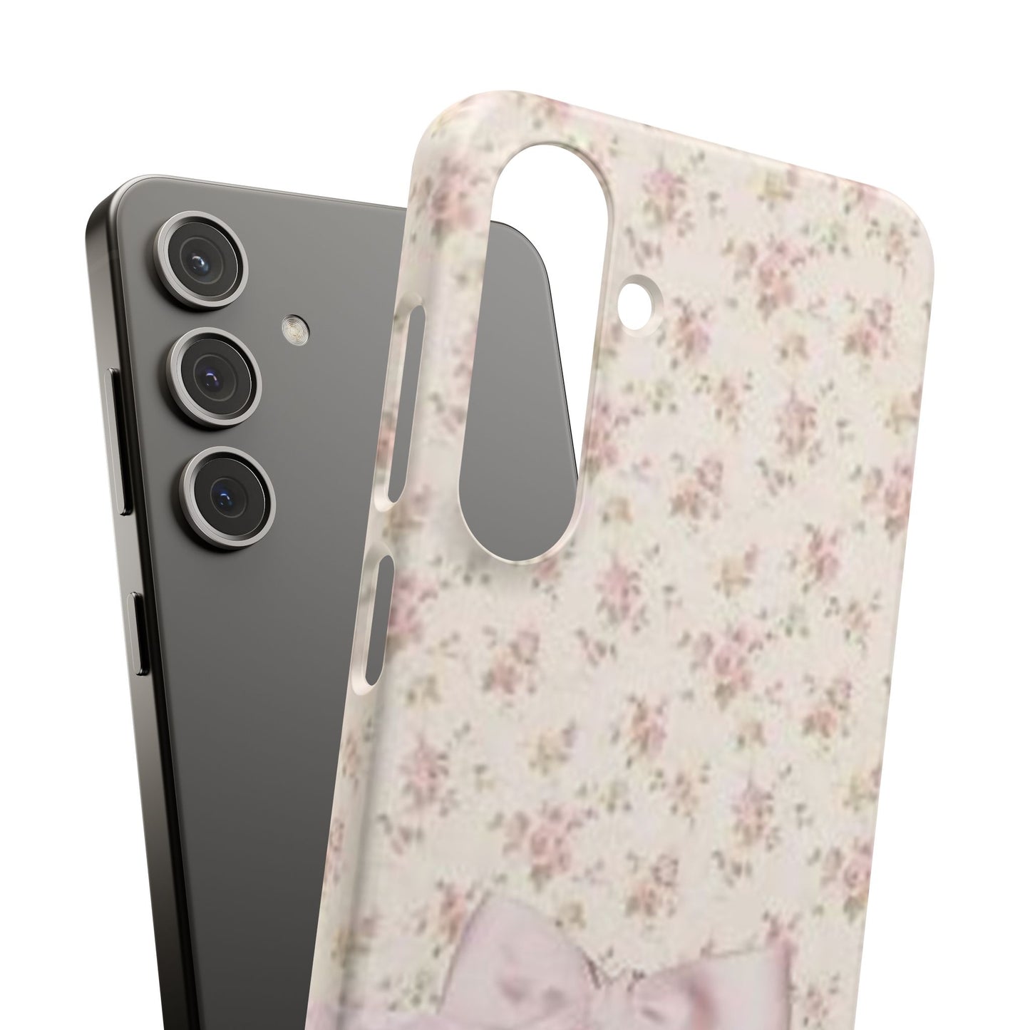 pink flower lace bow phone case