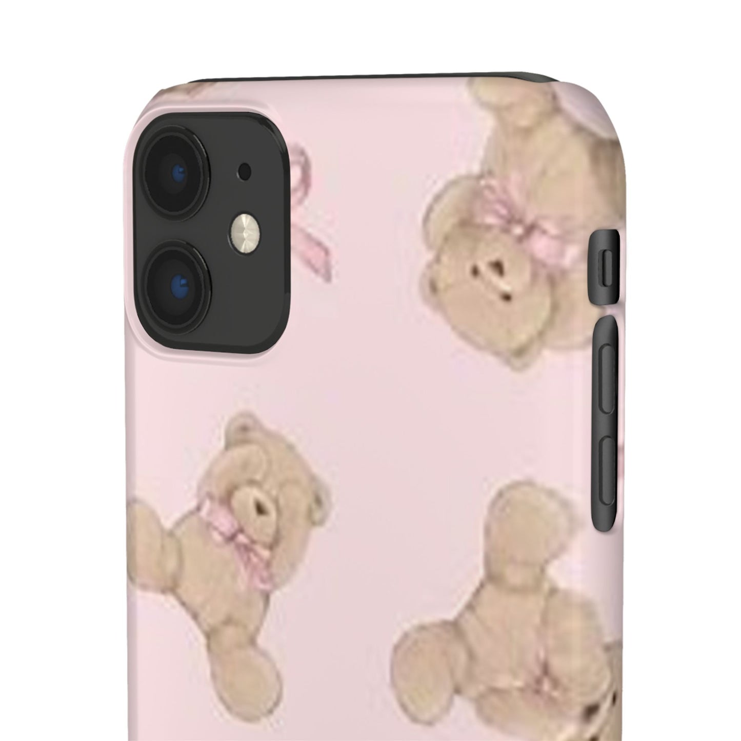 pink background teddy bear phone case