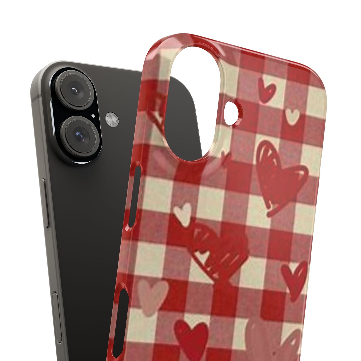 red plaid hearts phone case