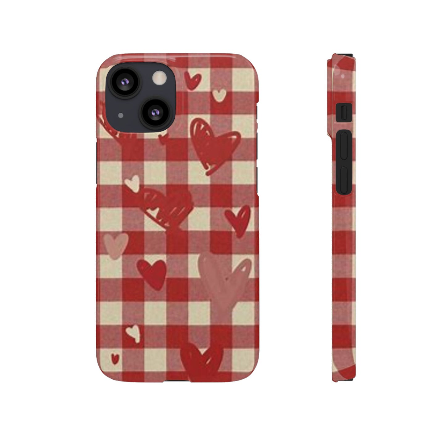 red plaid hearts phone case