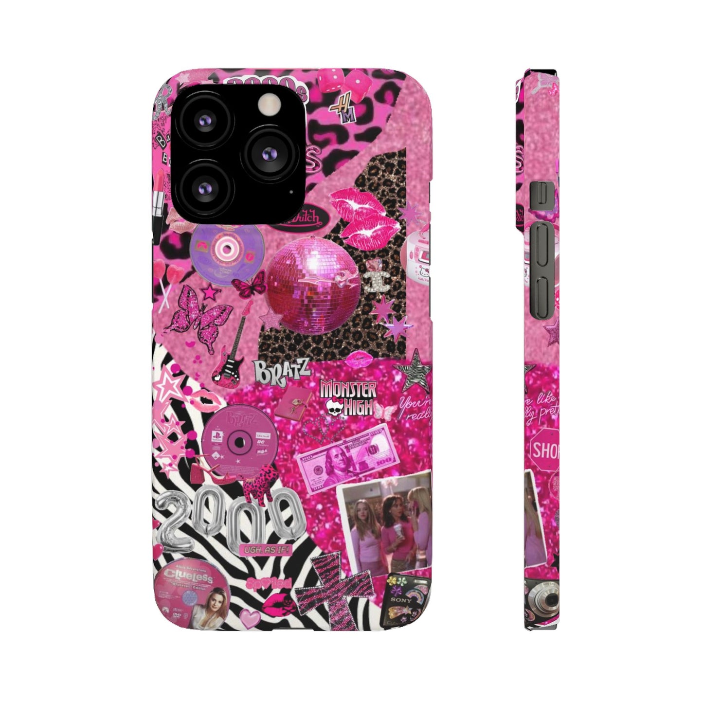 y2k trashy pink phone case