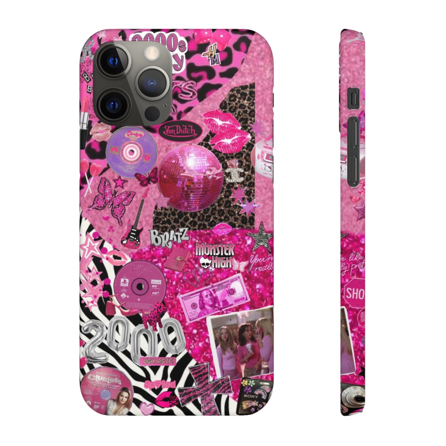 y2k trashy pink phone case