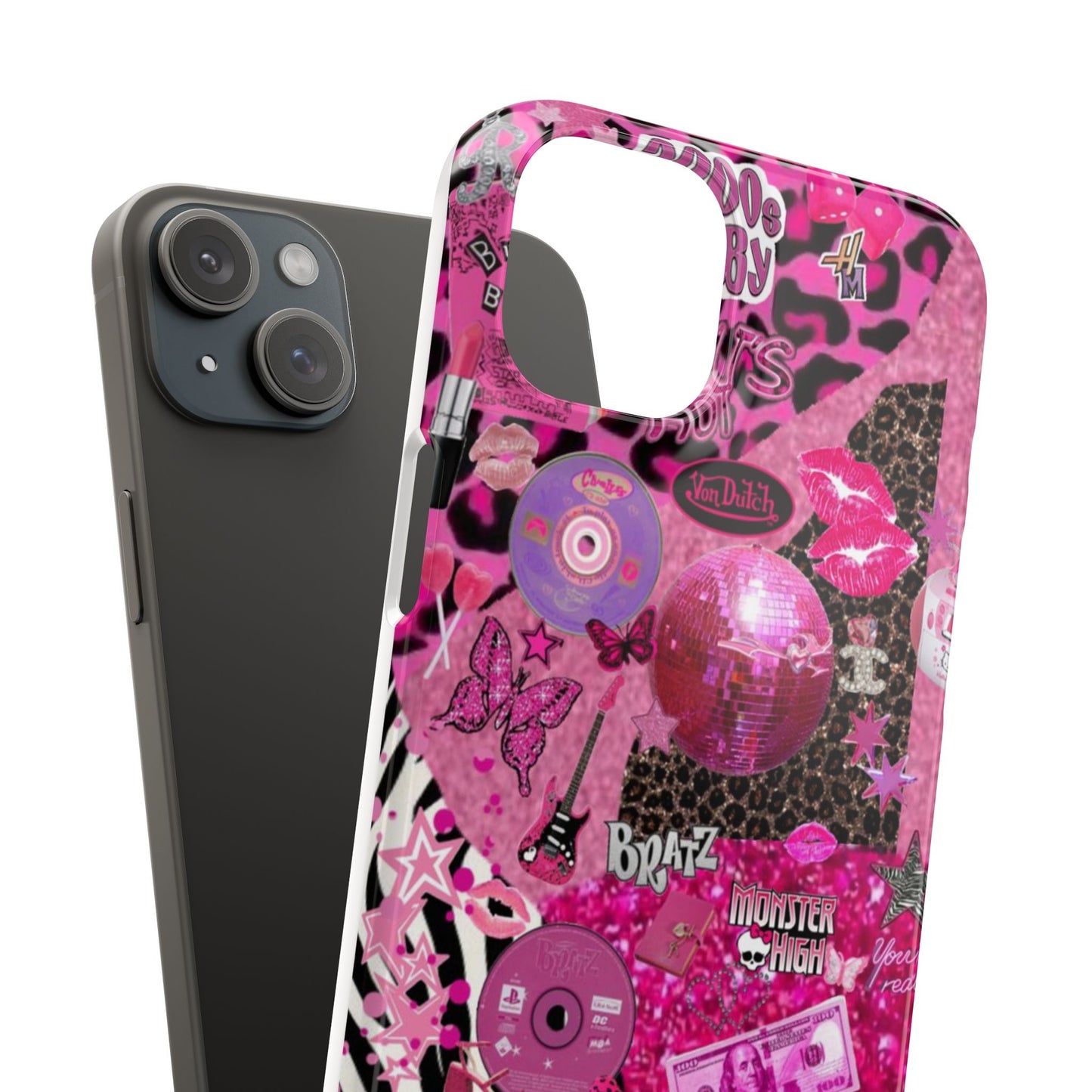 y2k trashy pink phone case