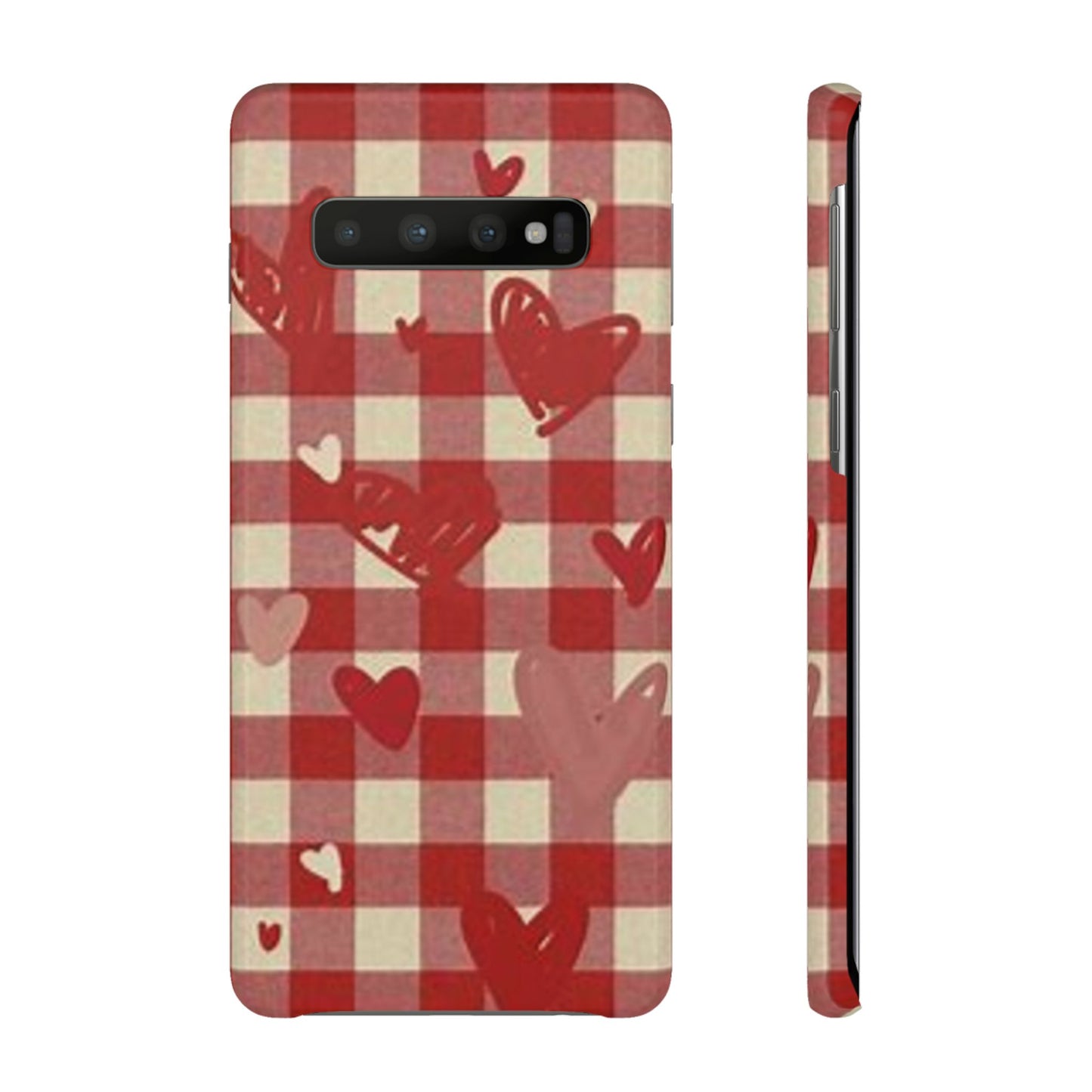 red plaid hearts phone case