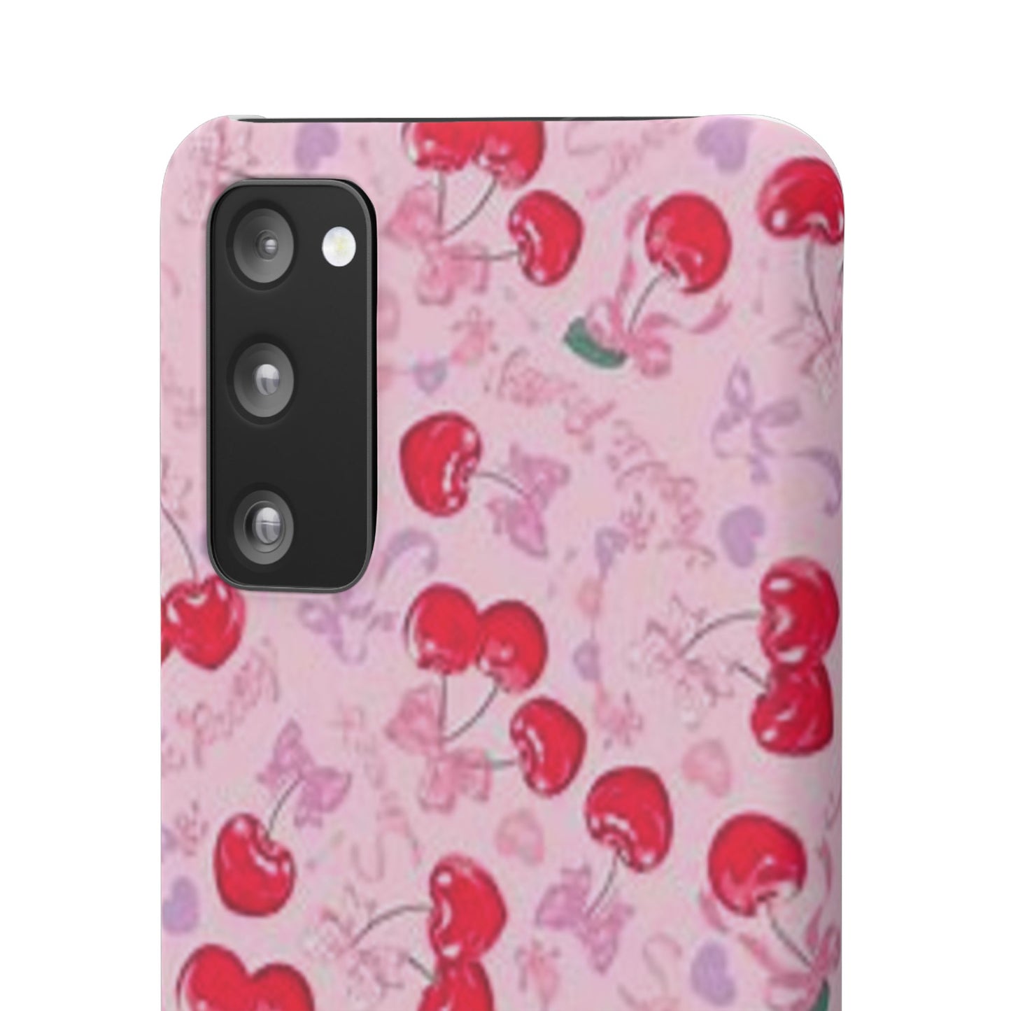 pink bow tied cherry pattern phone case