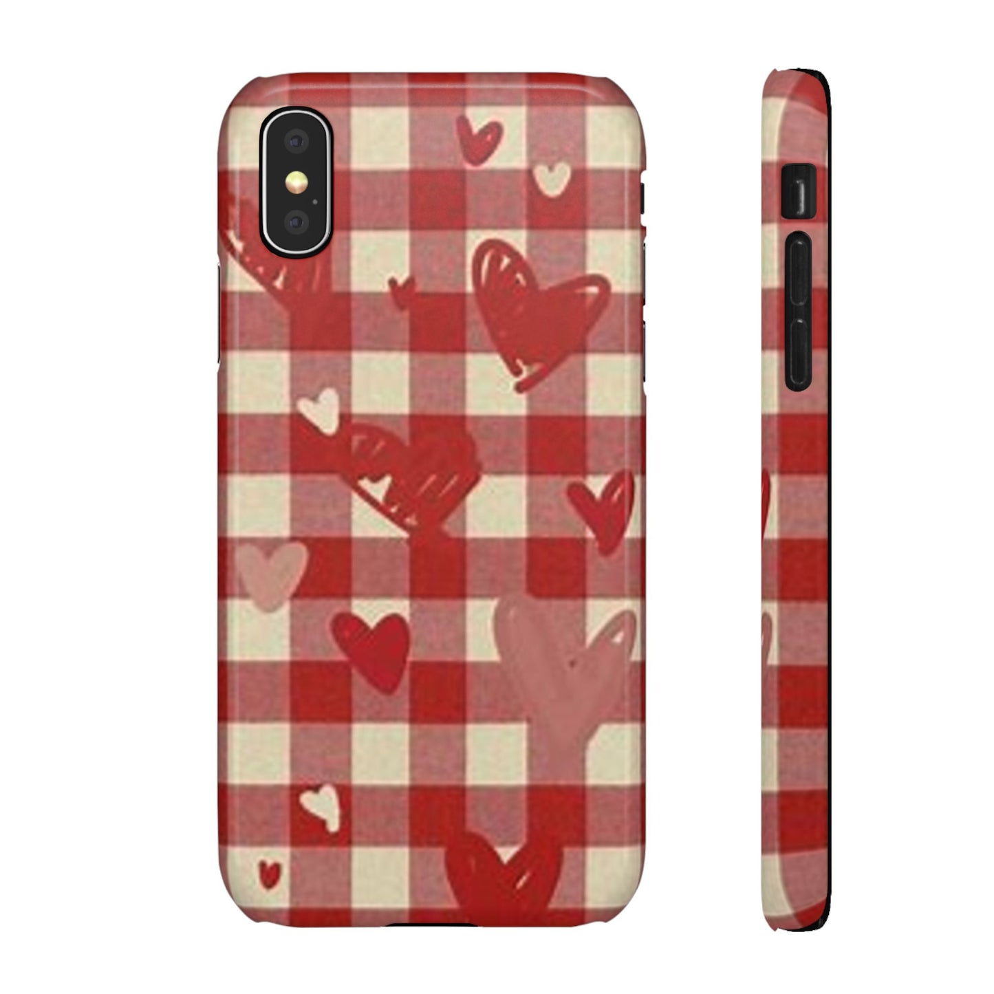 red plaid hearts phone case