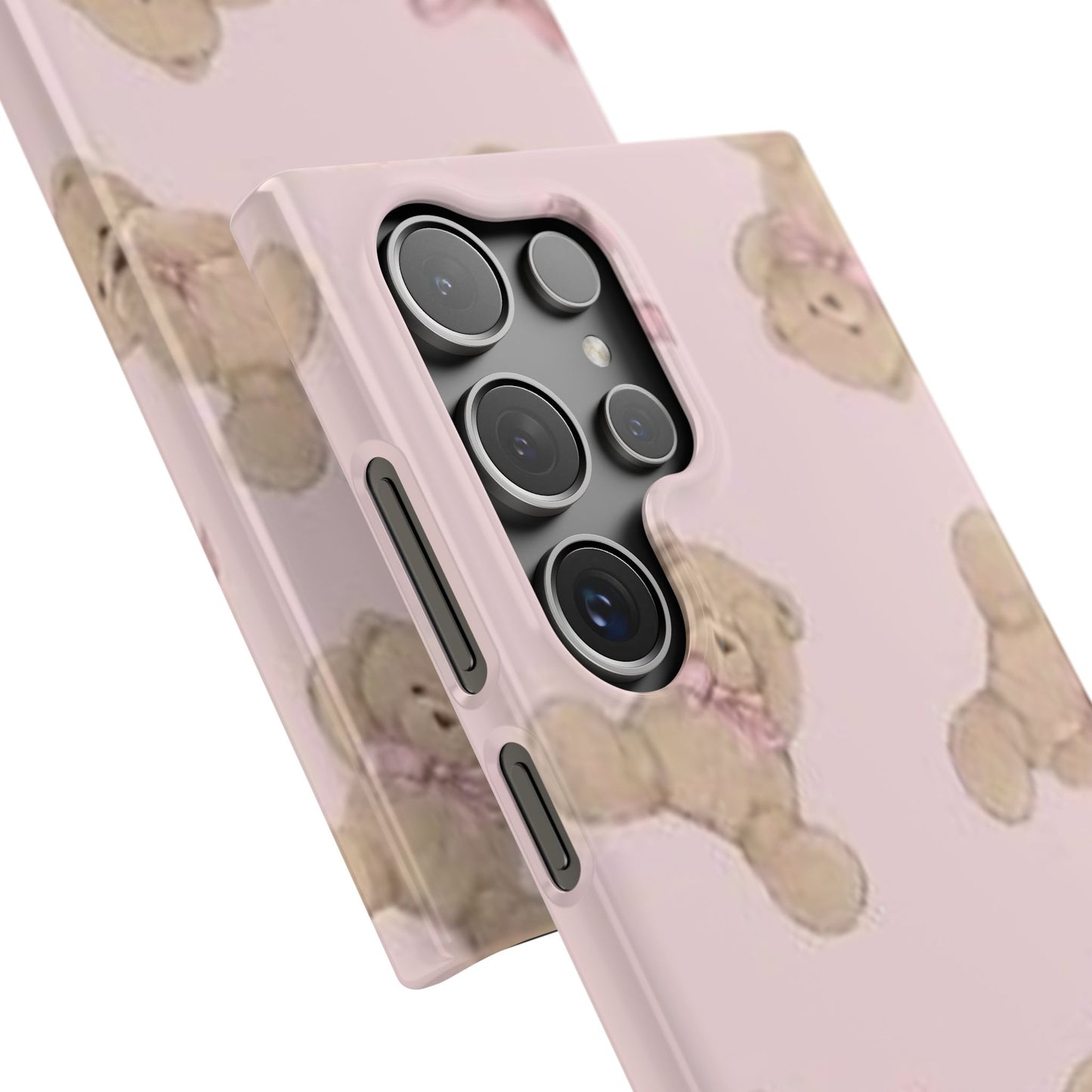 pink background teddy bear phone case