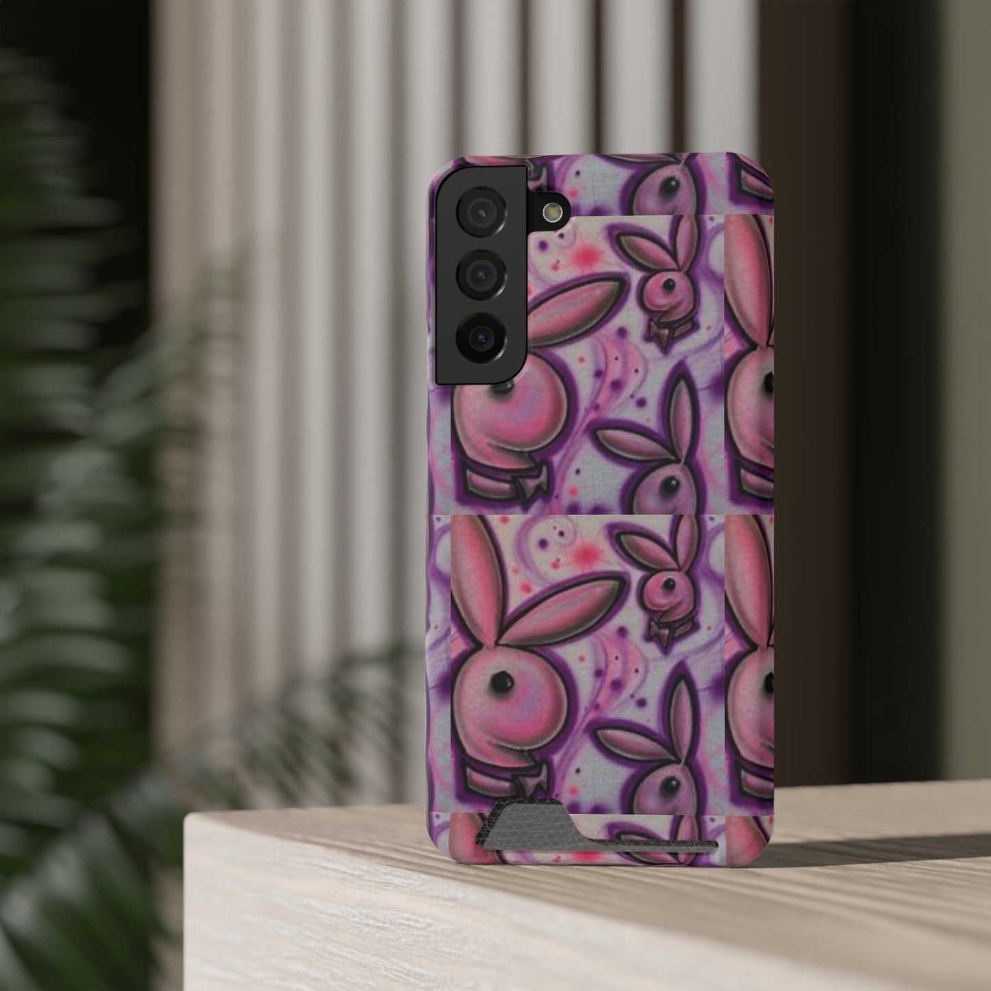 purple bunny Phone Case With Card Holder