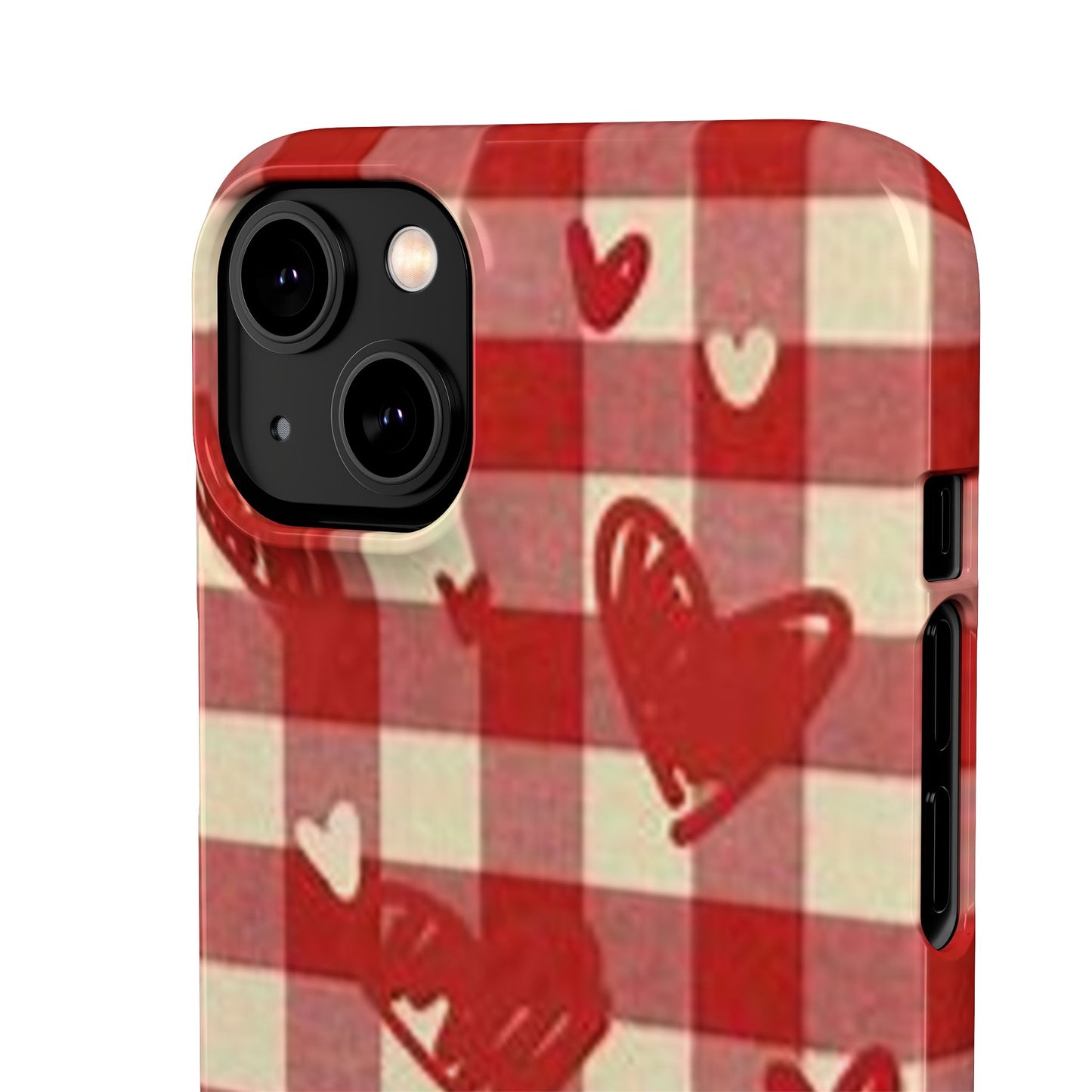 red plaid hearts phone case