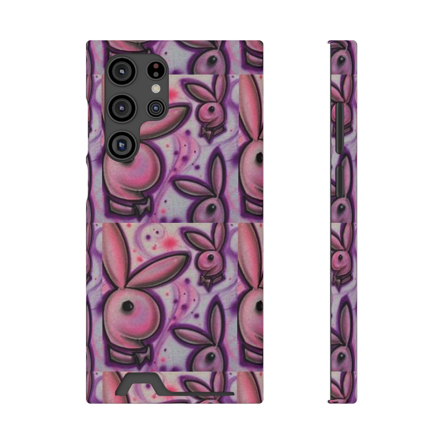 purple bunny Phone Case With Card Holder