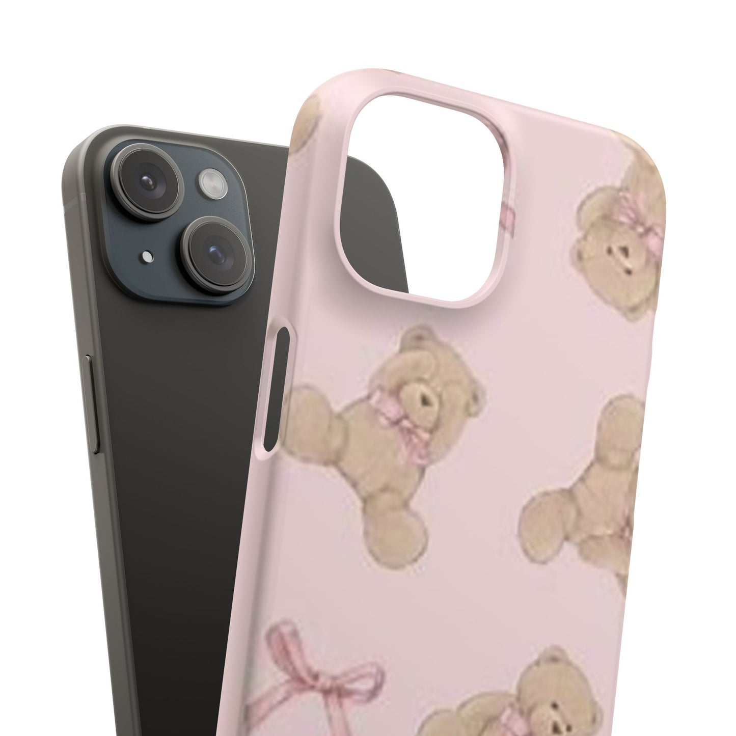 pink background teddy bear phone case