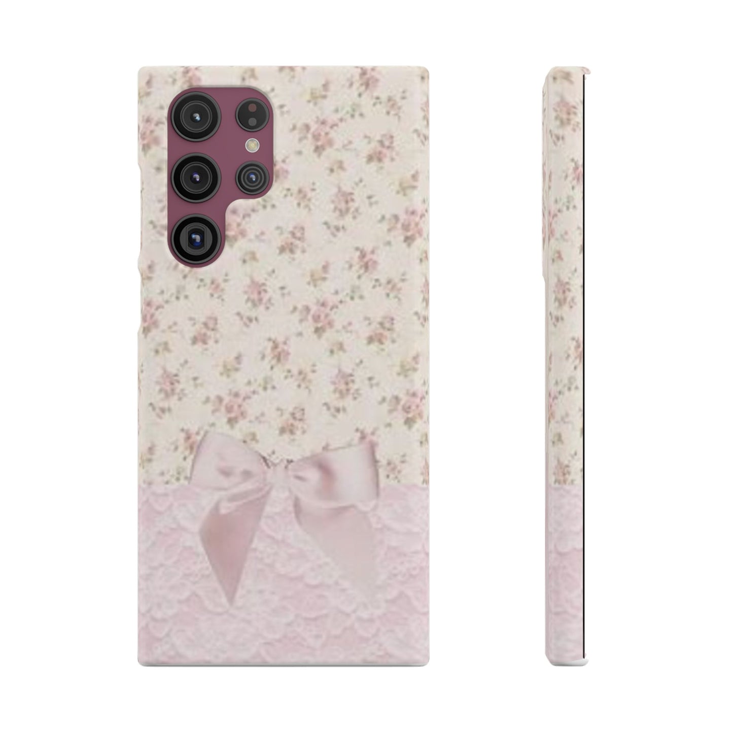 pink flower lace bow phone case