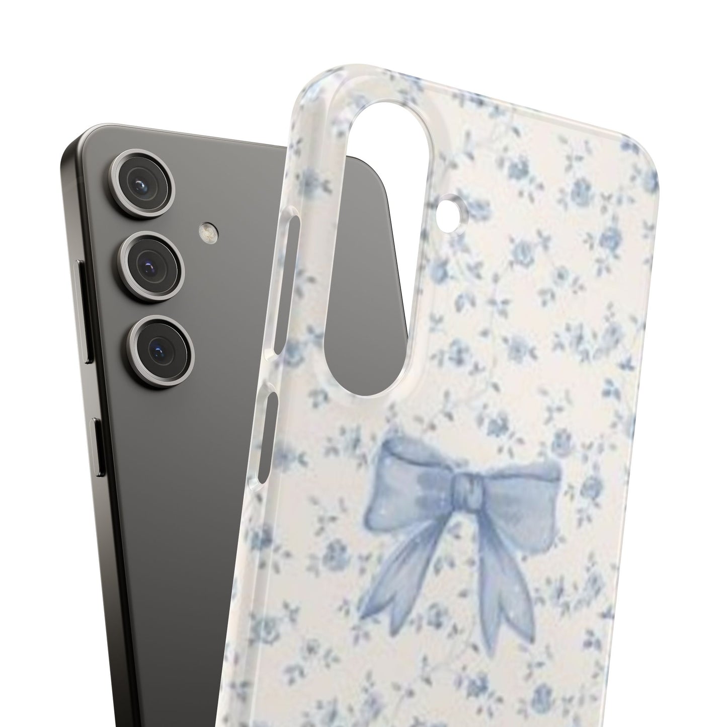 blue flowers and bow phone case