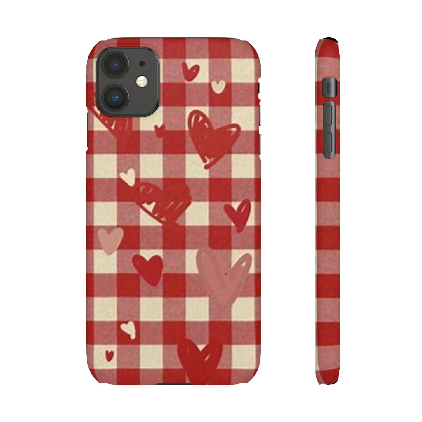 red plaid hearts phone case