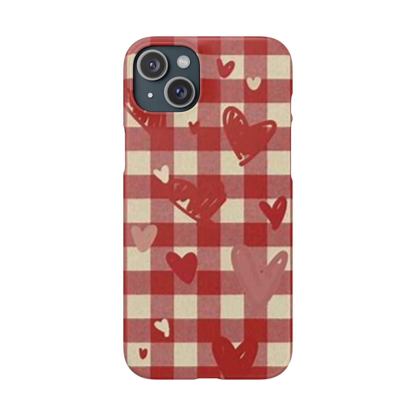 red plaid hearts phone case