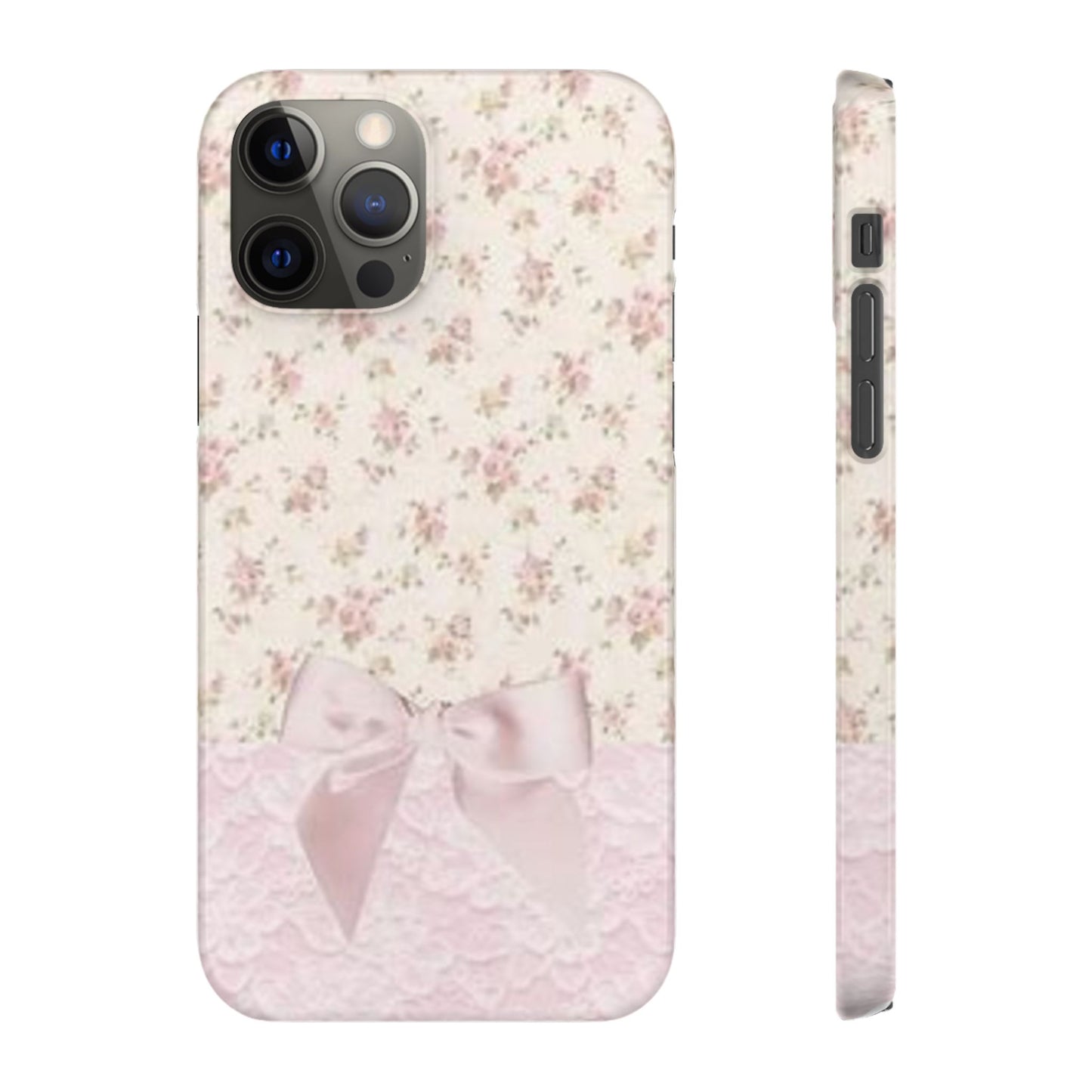 pink flower lace bow phone case