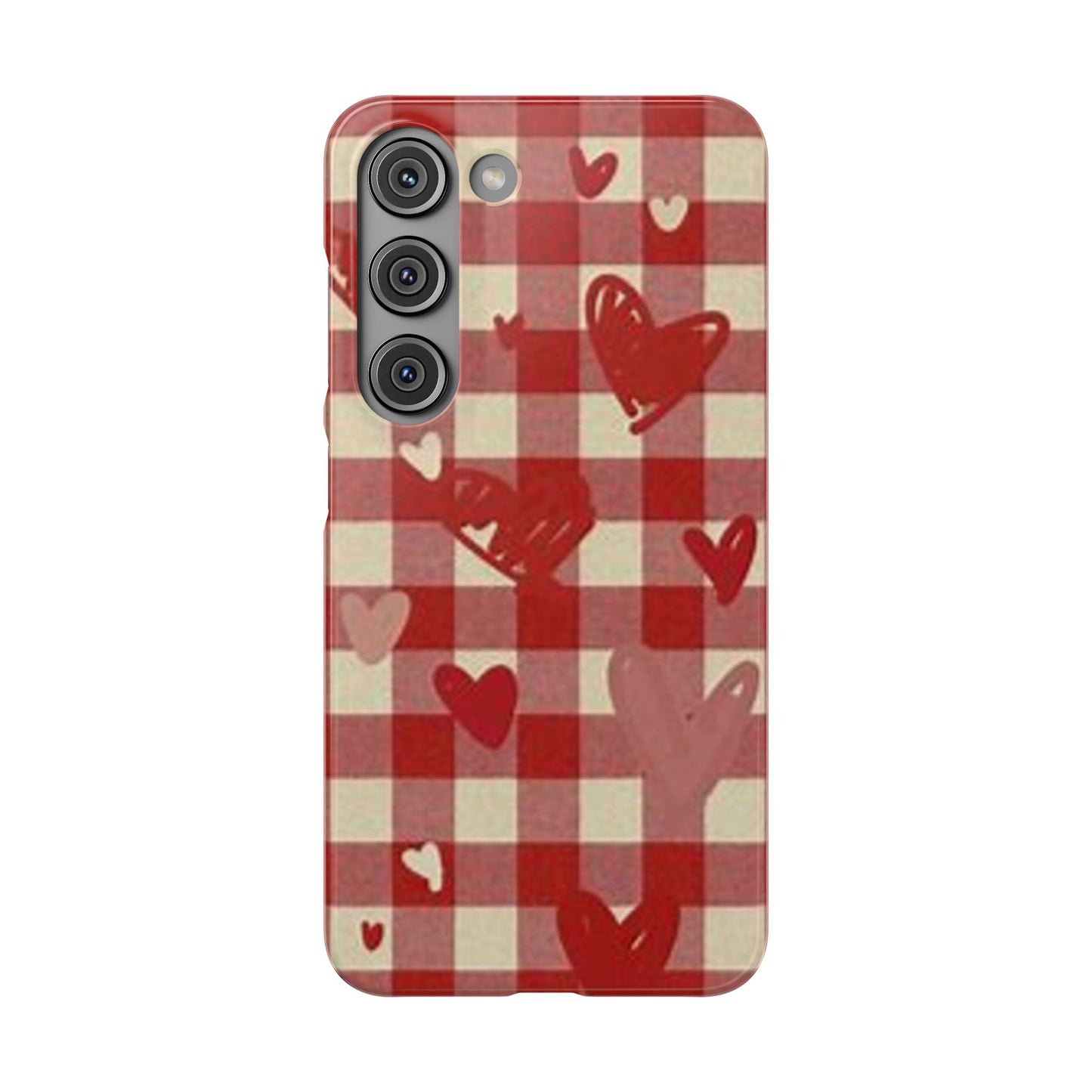 red plaid hearts phone case