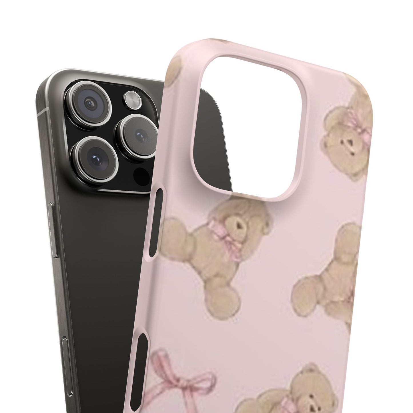 pink background teddy bear phone case