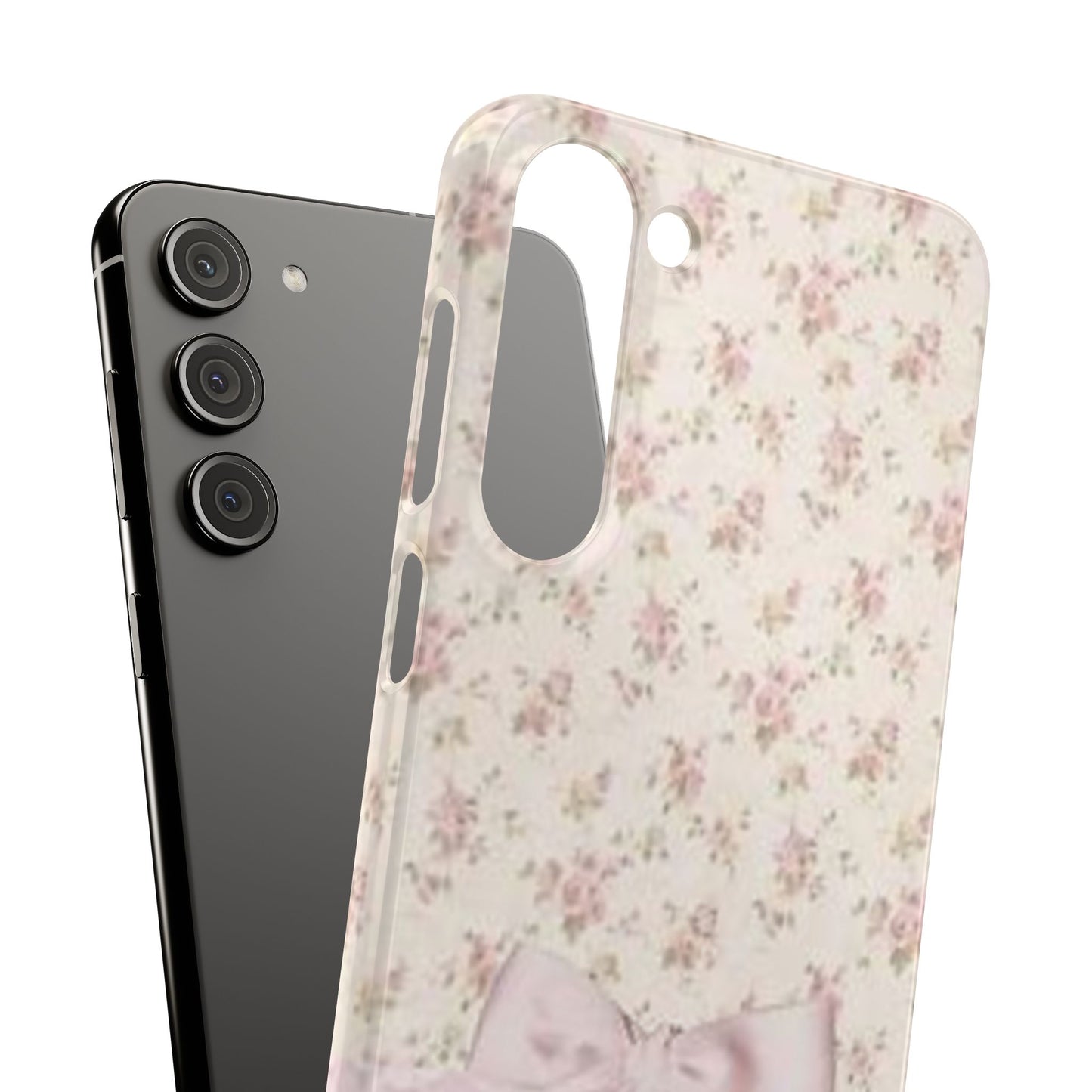 pink flower lace bow phone case