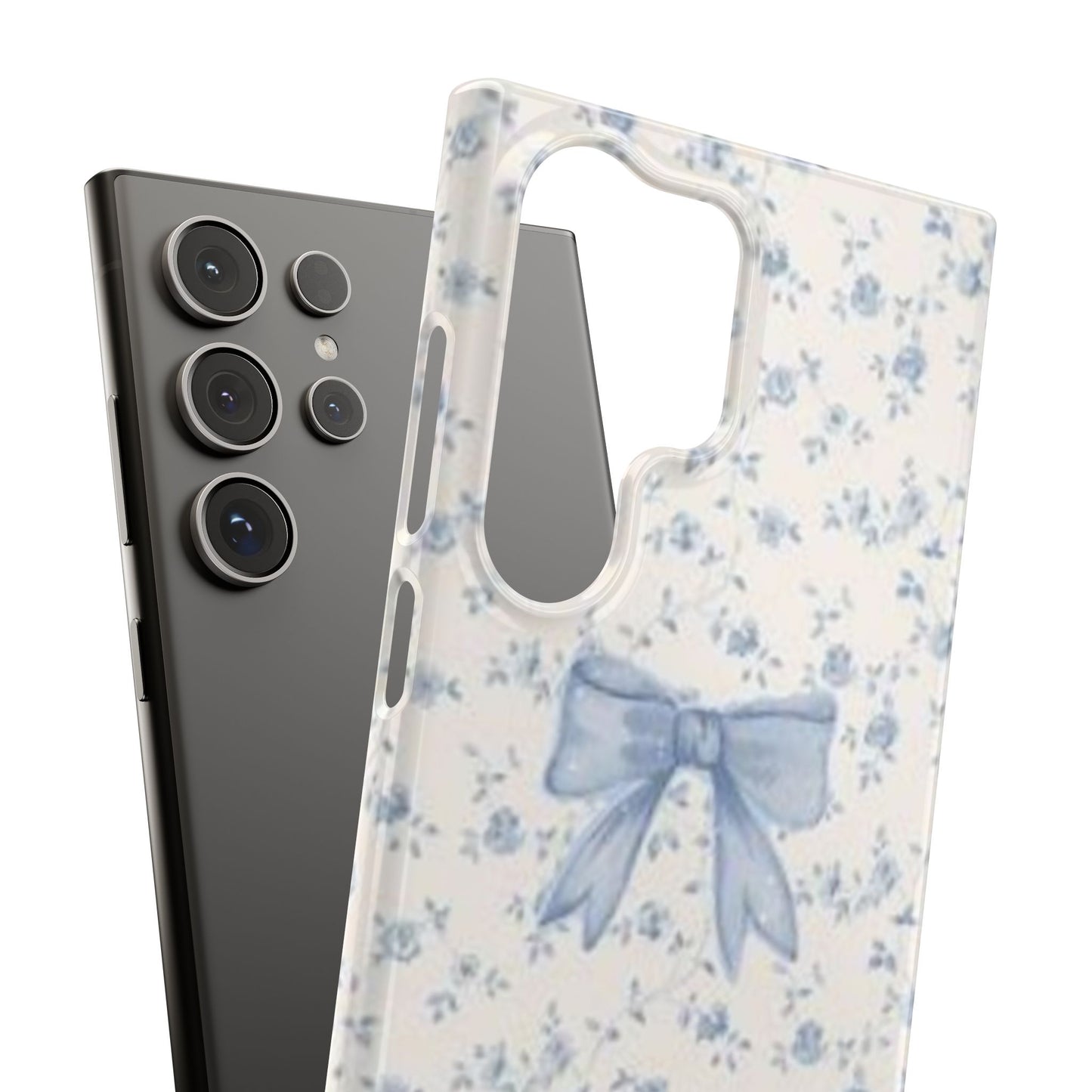 blue flowers and bow phone case