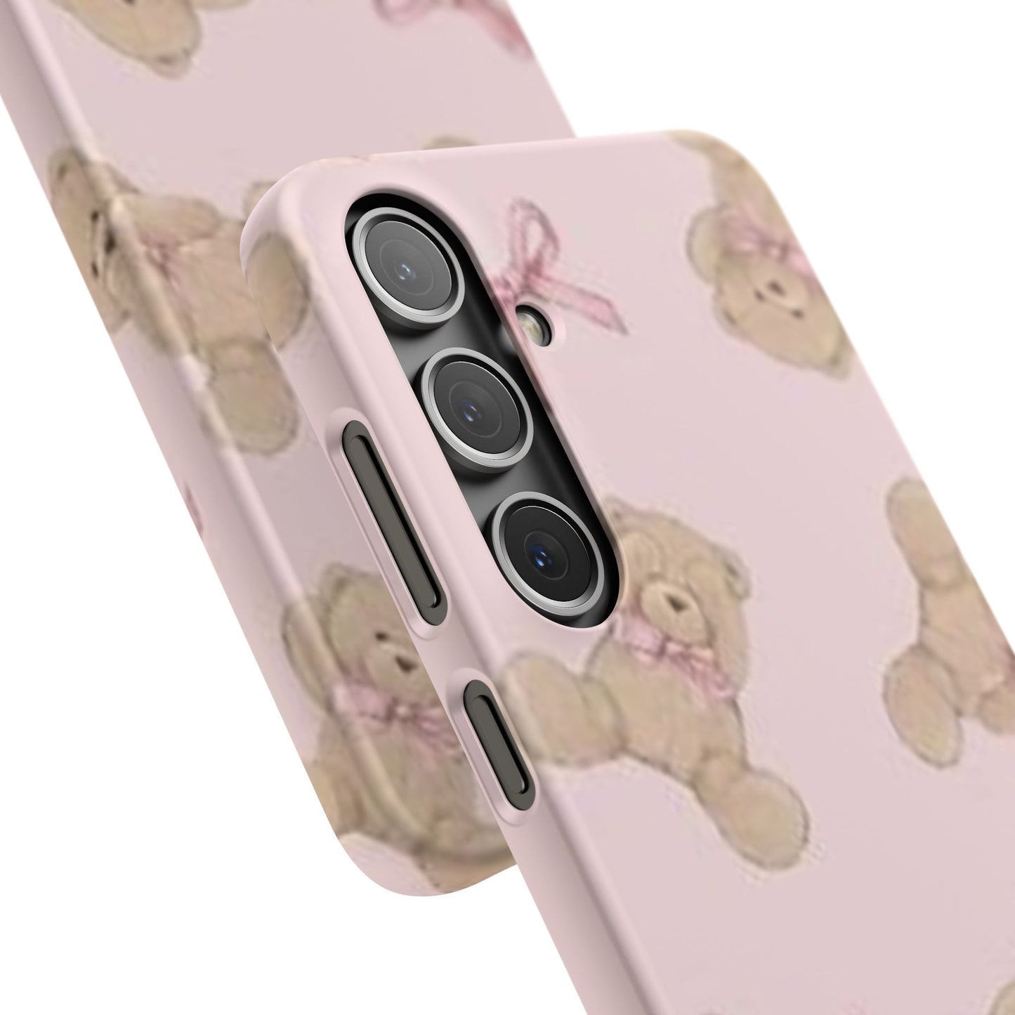 pink background teddy bear phone case