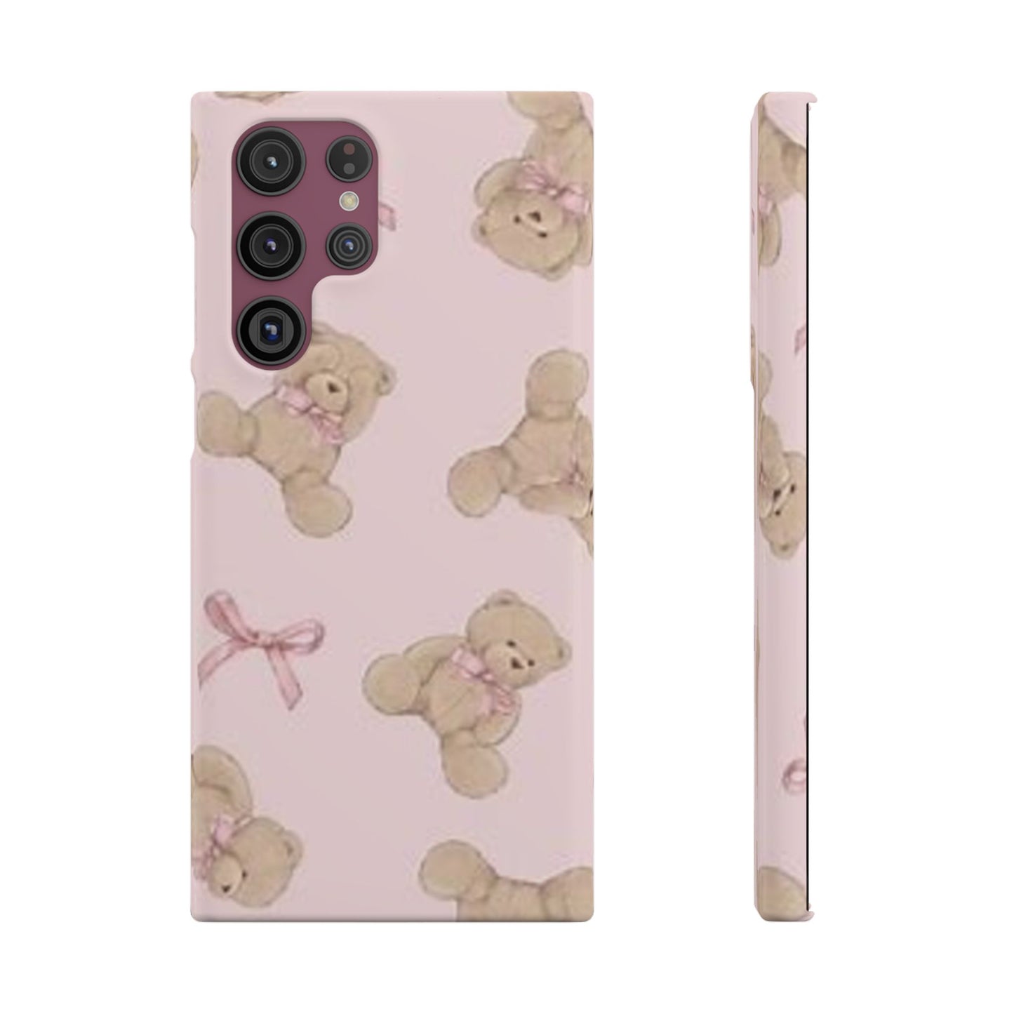 pink background teddy bear phone case