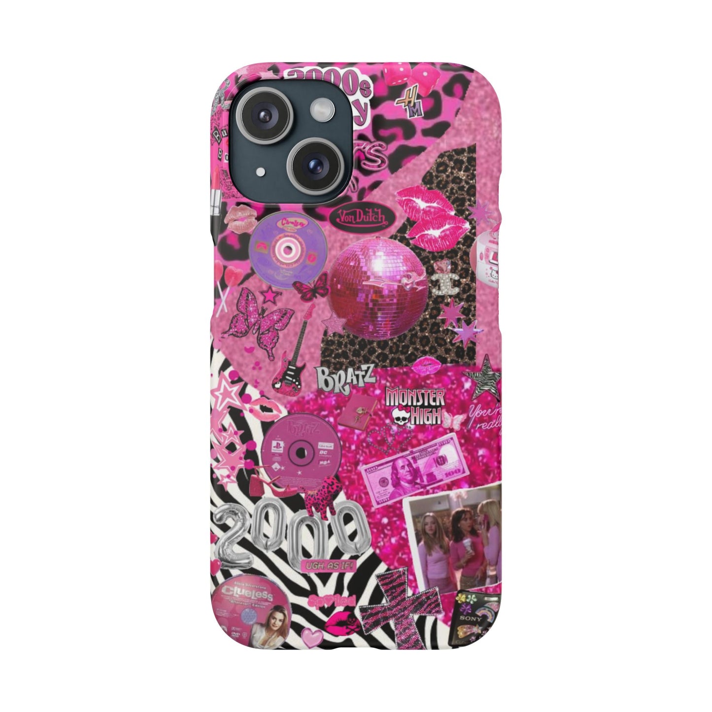 y2k trashy pink phone case