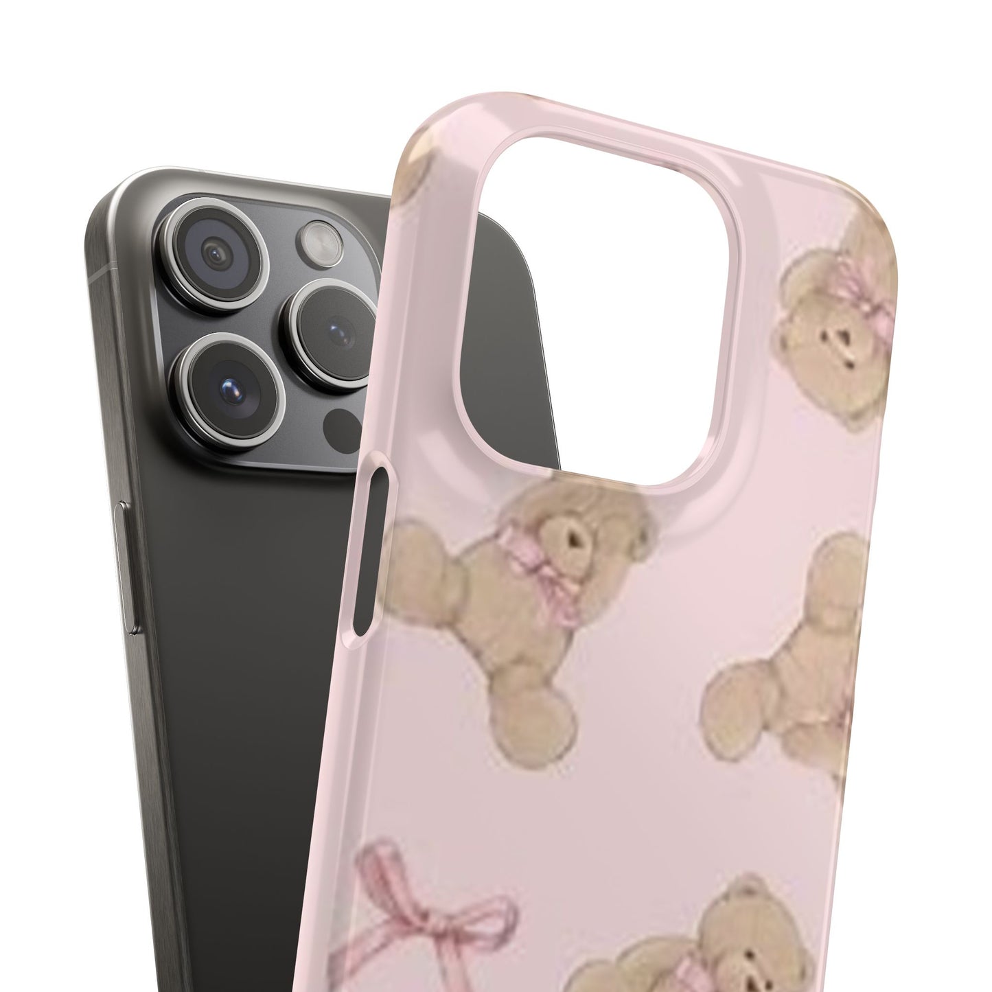 pink background teddy bear phone case