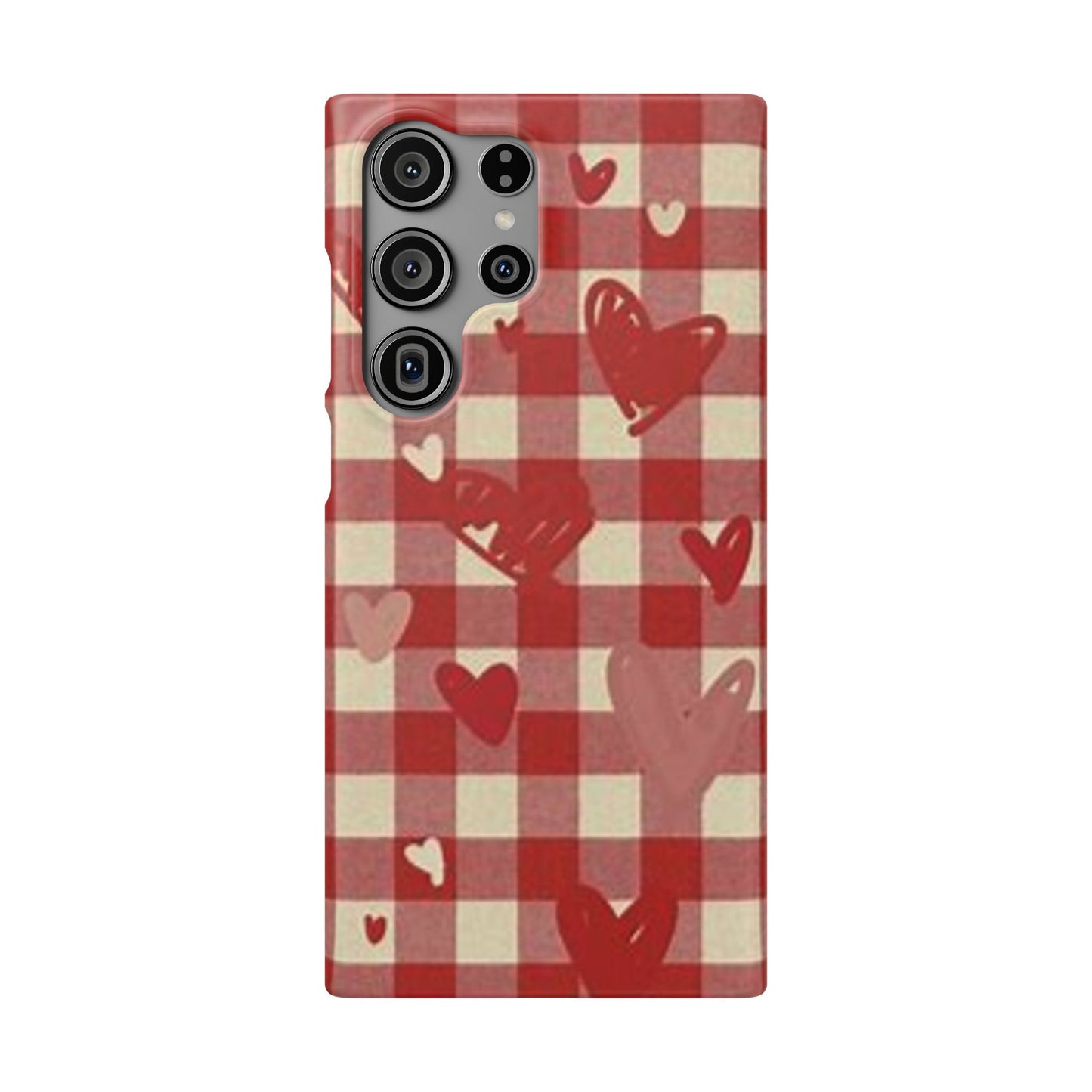 red plaid hearts phone case