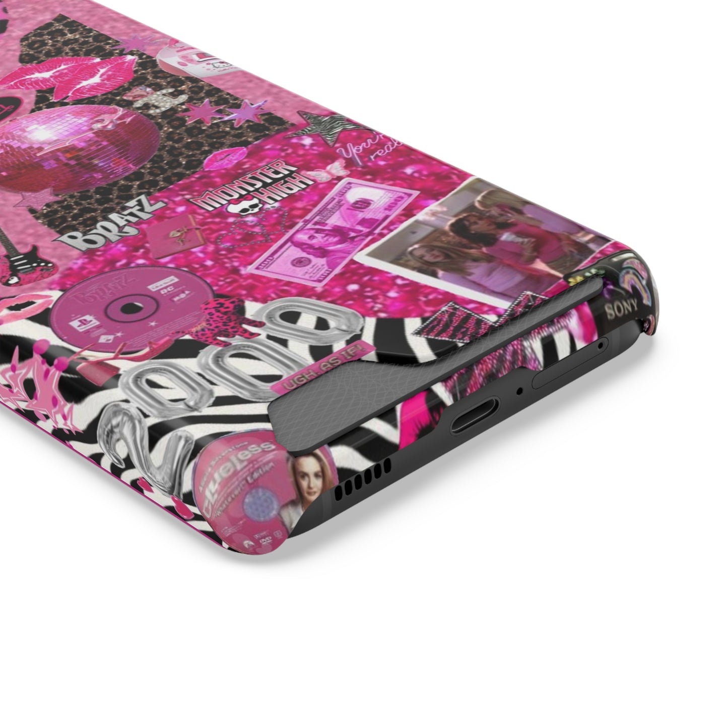 pink trashy Y2K Phone Case With Card Holder