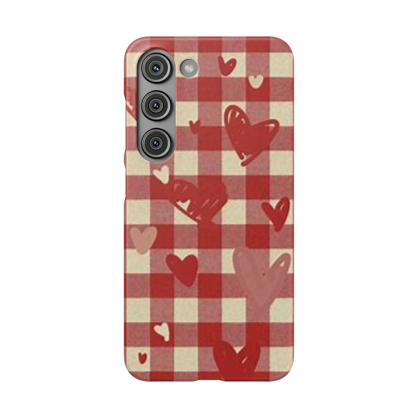 red plaid hearts phone case