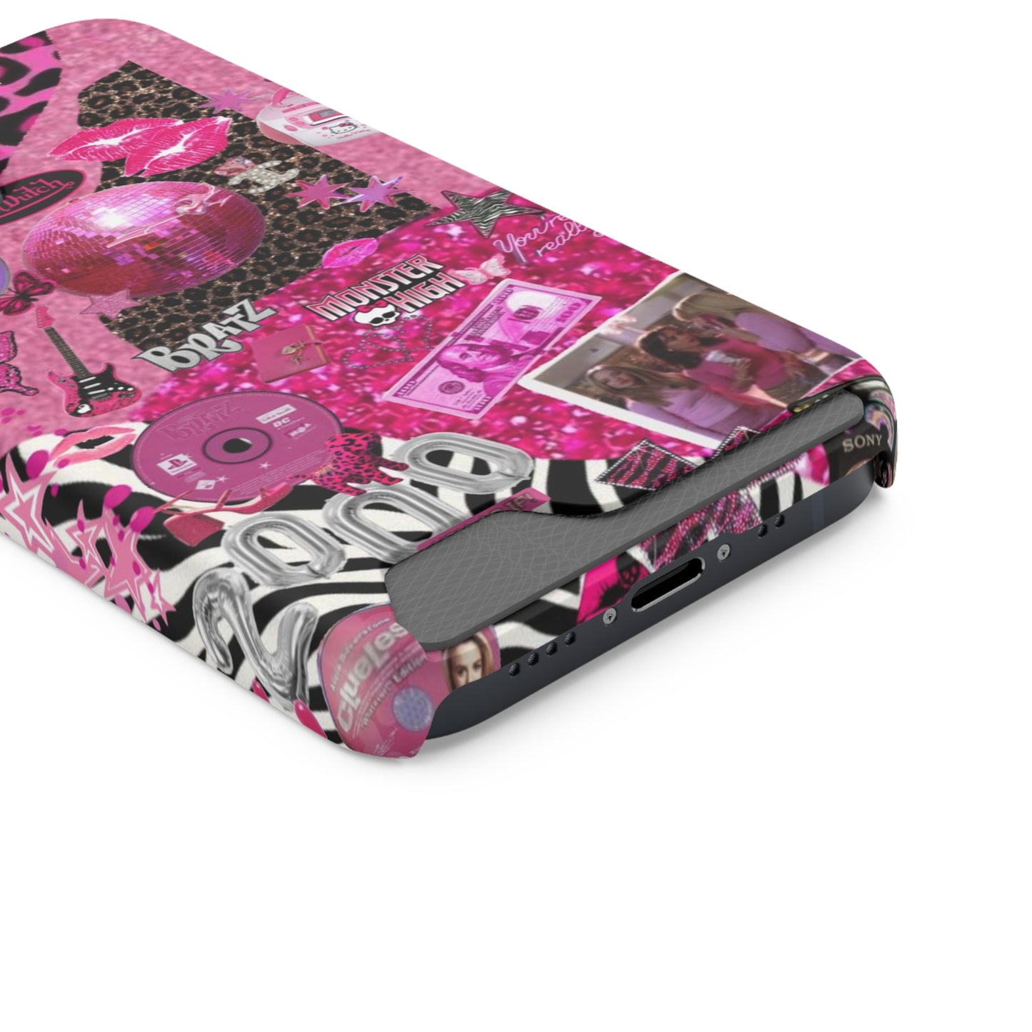 pink trashy Y2K Phone Case With Card Holder