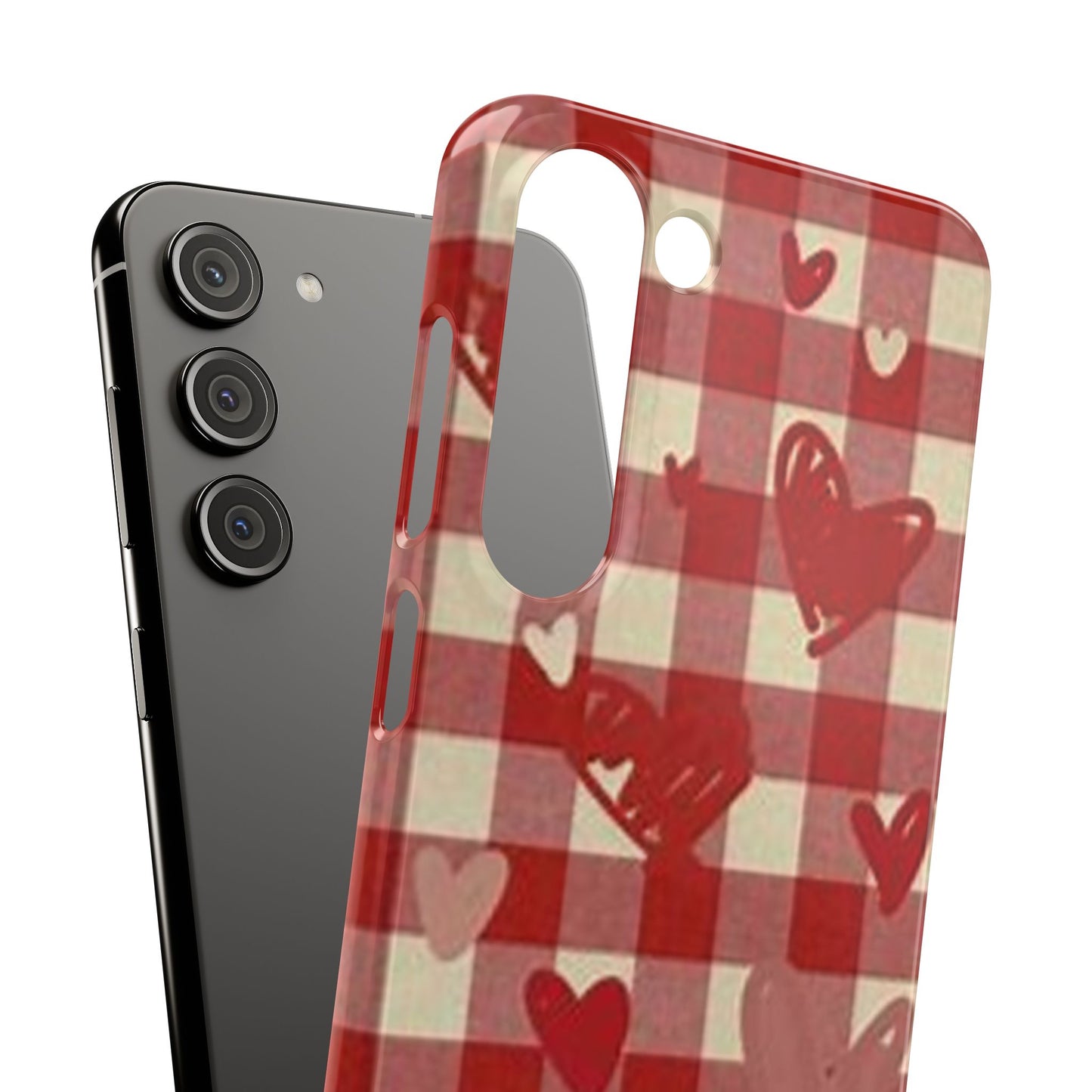 red plaid hearts phone case