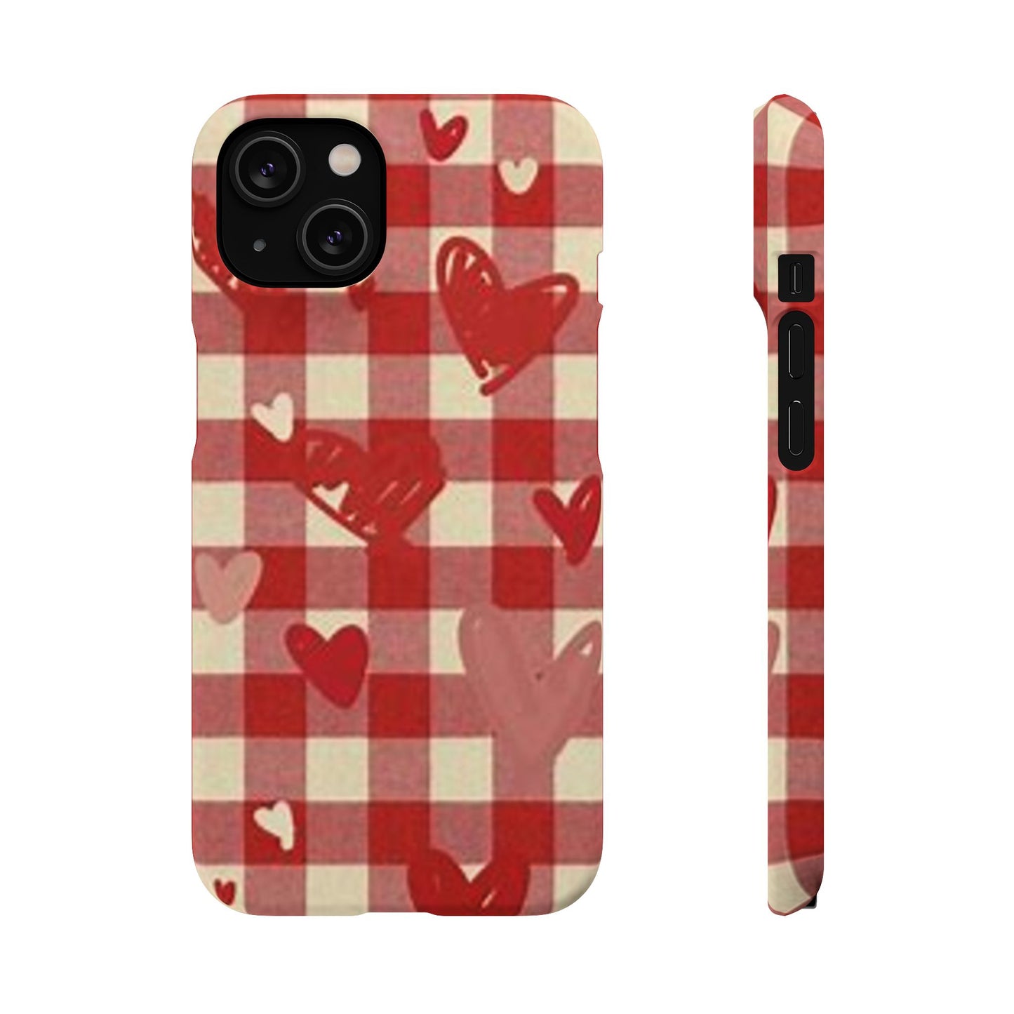 red plaid hearts phone case