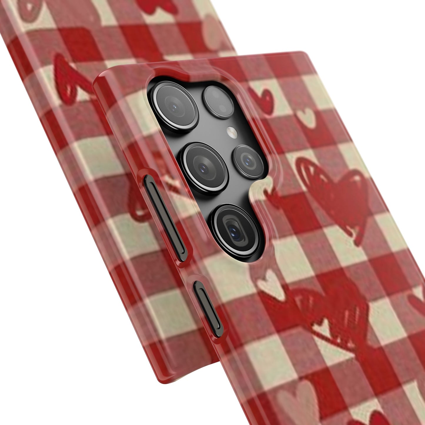 red plaid hearts phone case