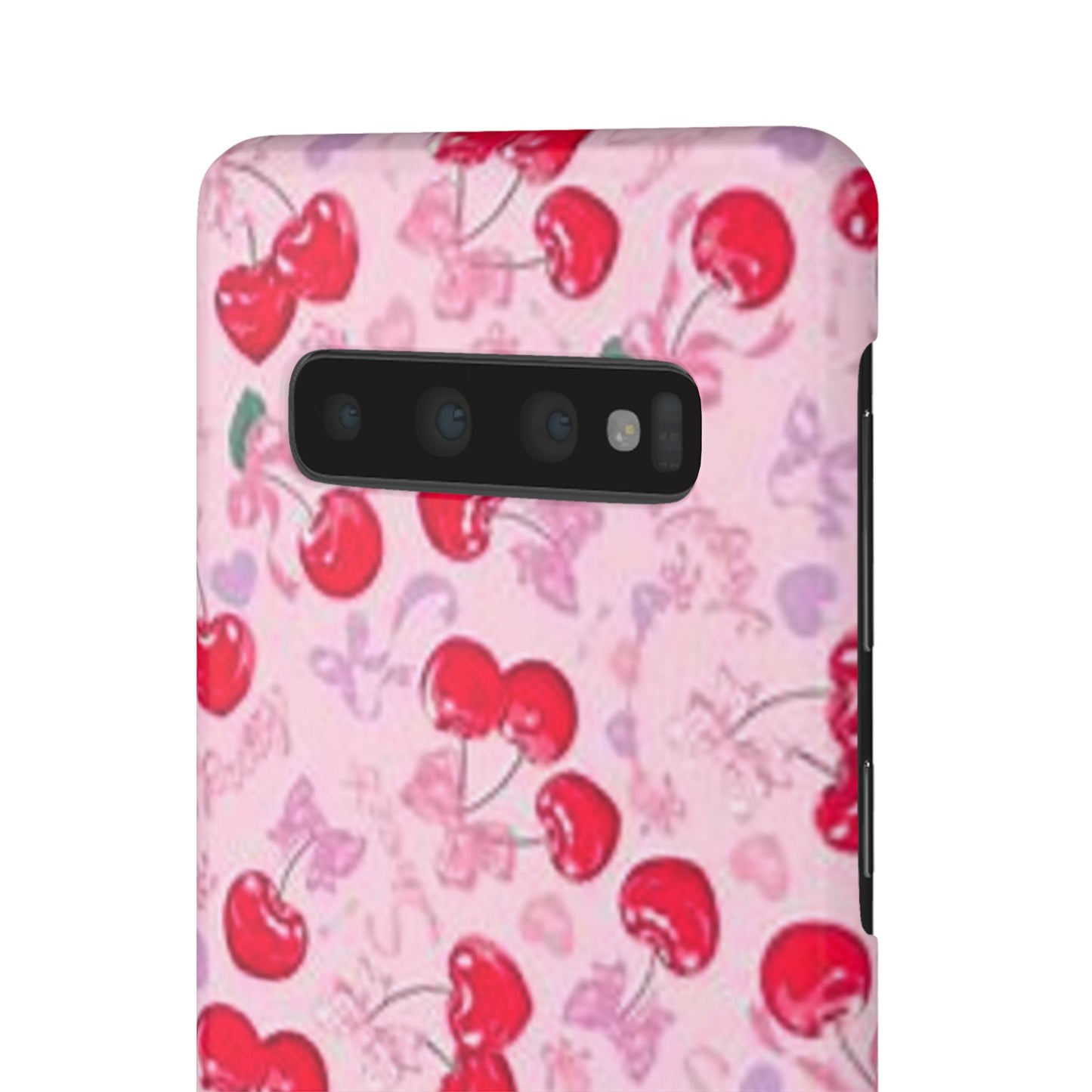 pink bow tied cherry pattern phone case