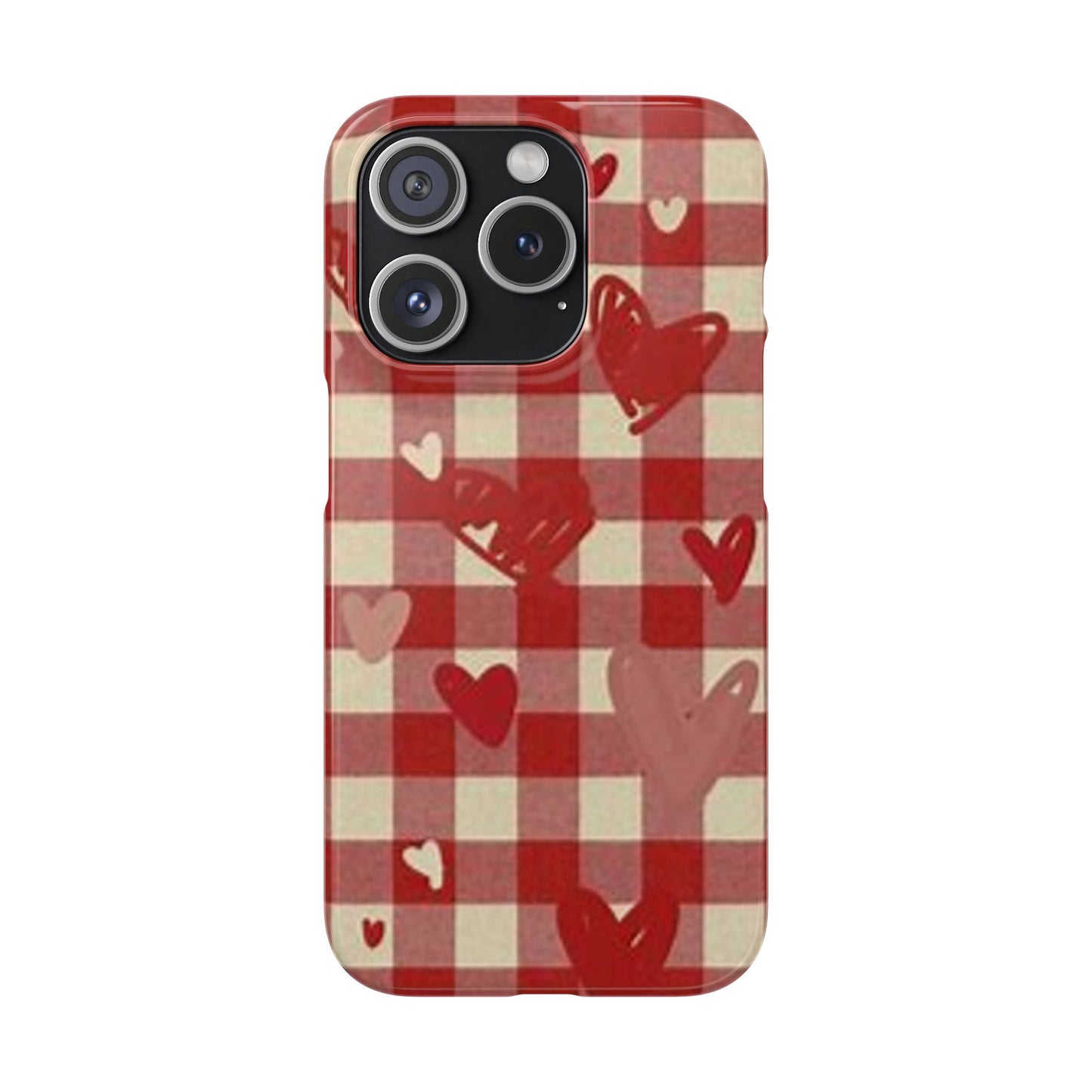 red plaid hearts phone case