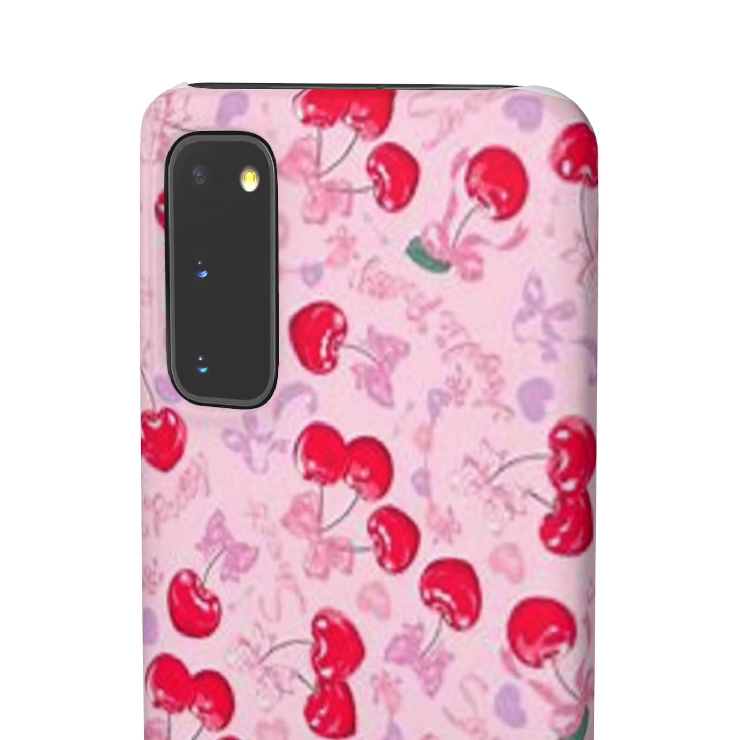 pink bow tied cherry pattern phone case