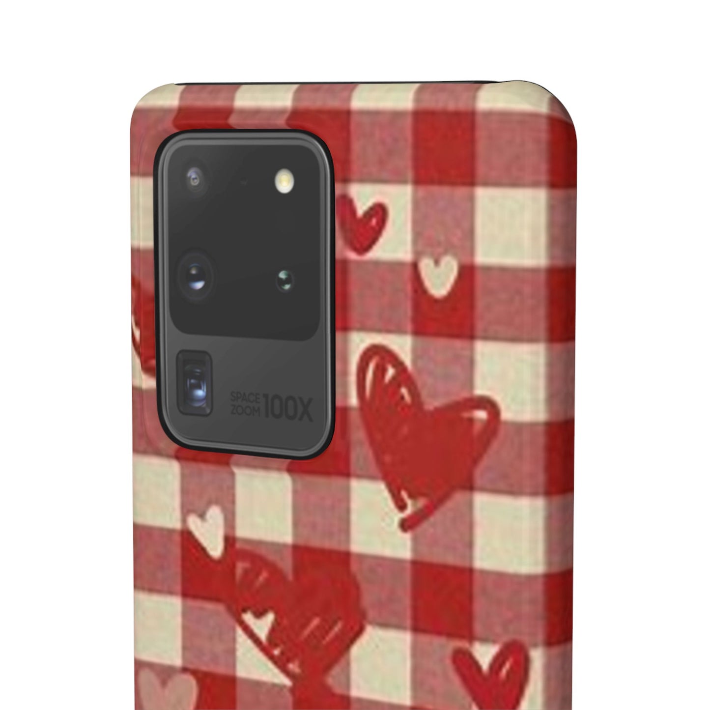 red plaid hearts phone case