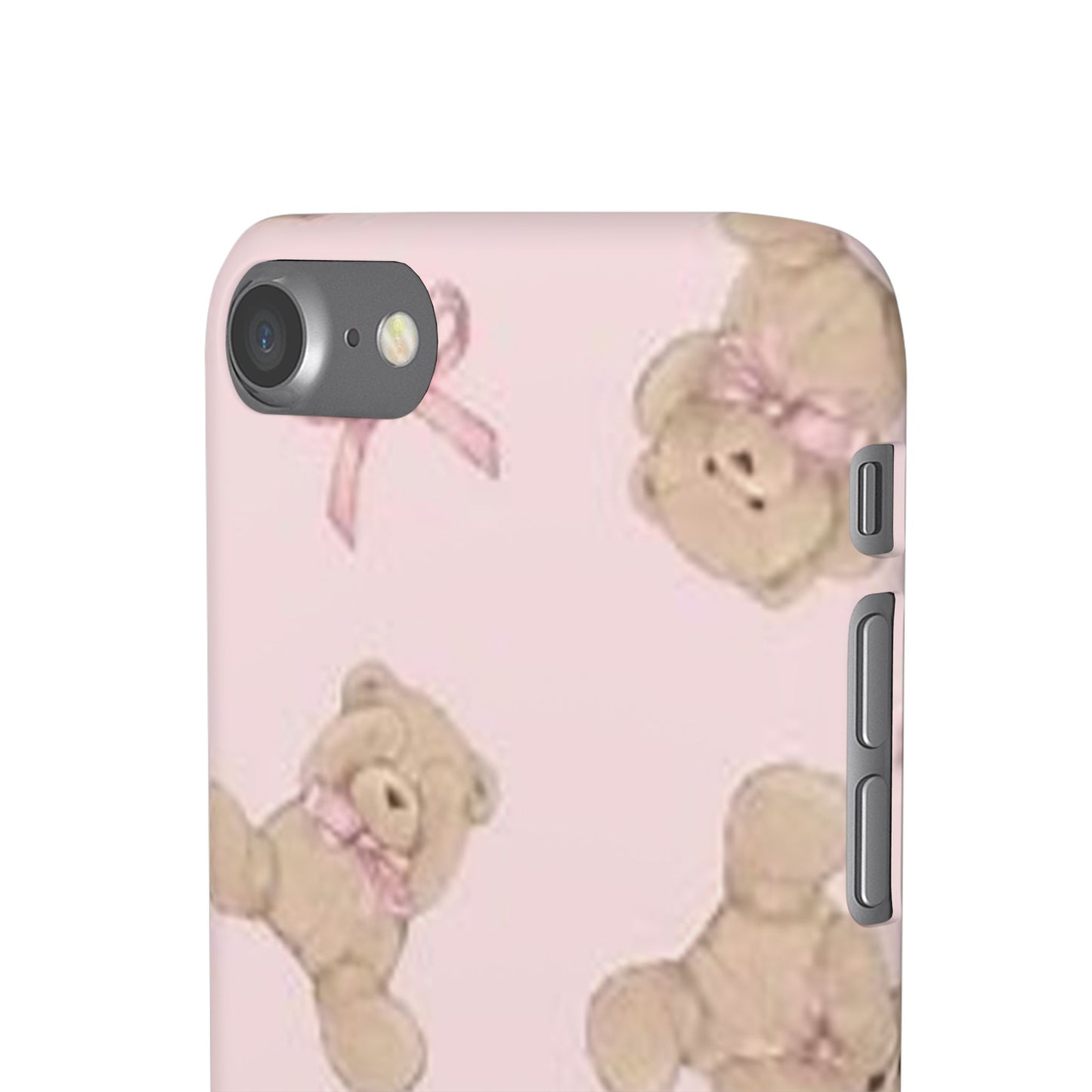 pink background teddy bear phone case