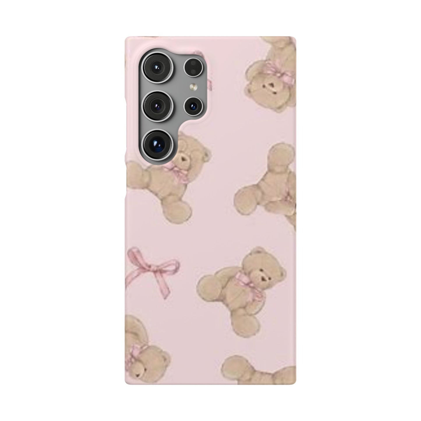 pink background teddy bear phone case