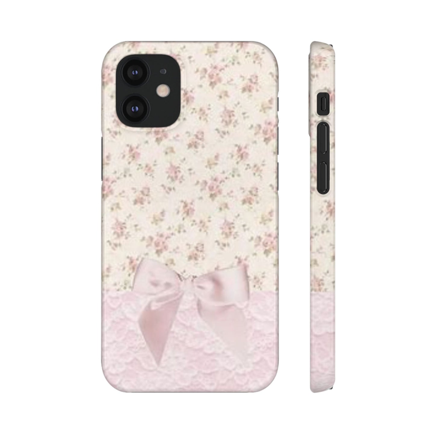 pink flower lace bow phone case