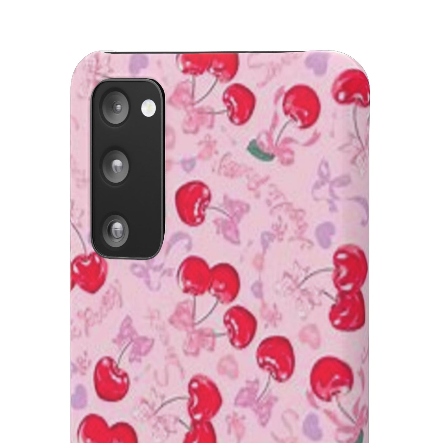 pink bow tied cherry pattern phone case