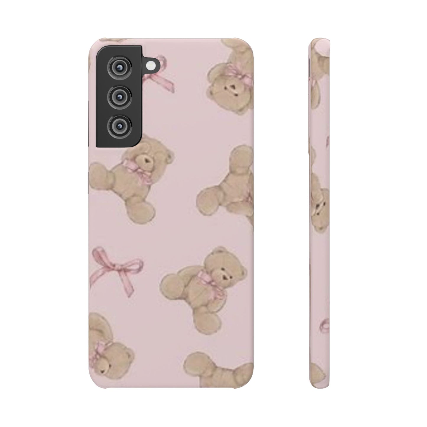 pink background teddy bear phone case