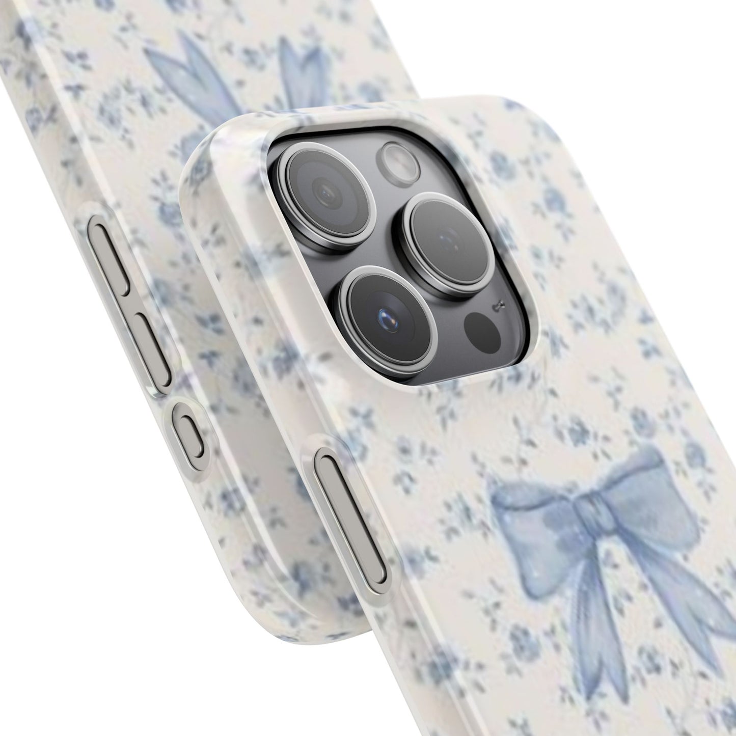 blue flowers and bow phone case