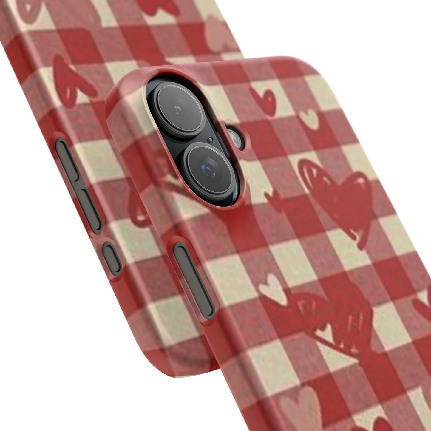 red plaid hearts phone case