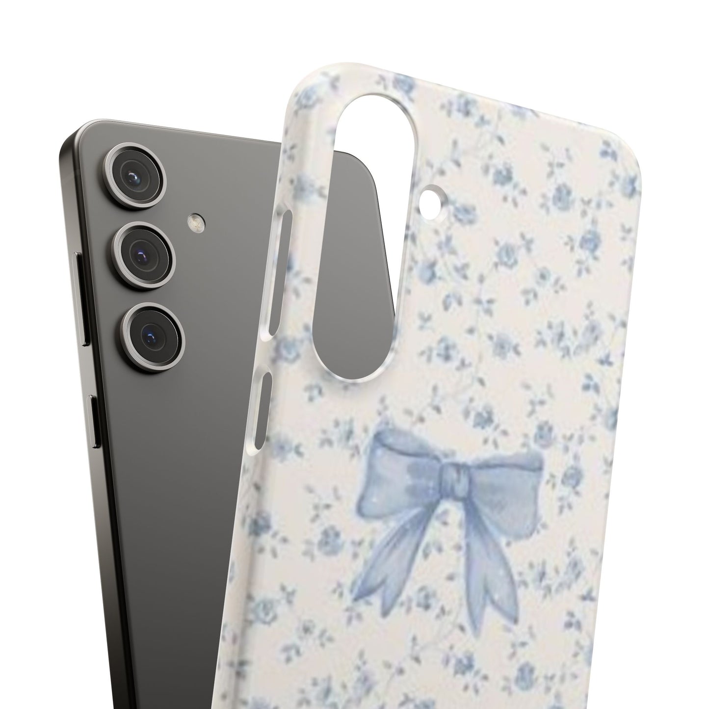 blue flowers and bow phone case