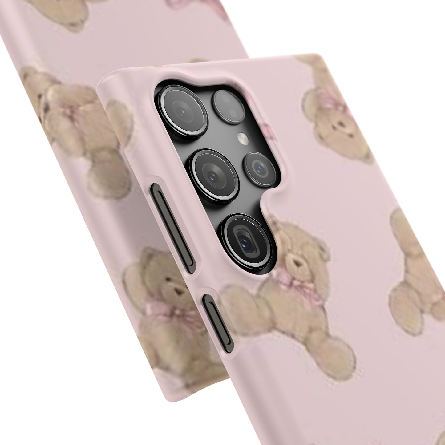 pink background teddy bear phone case