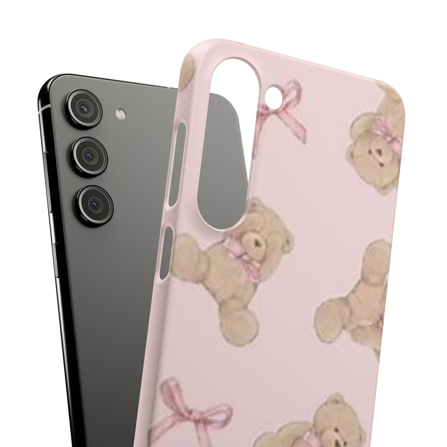 pink background teddy bear phone case