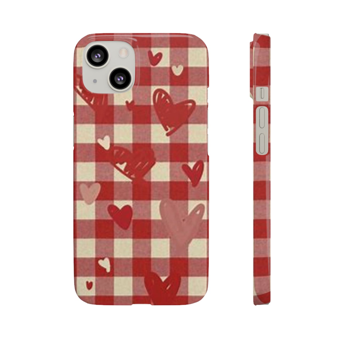 red plaid hearts phone case